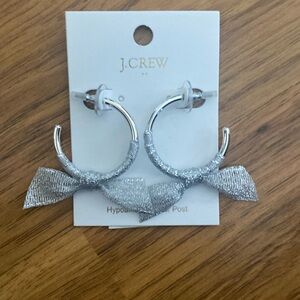 BNWT J Crew Factory ribbon wrapped silver hoop earrings